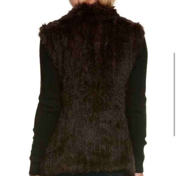 Love Token Knit Rabbit Fur Jacket Cardigan Ribbed Sleeve Open Front Asymmetrical - Picture 3 of 16